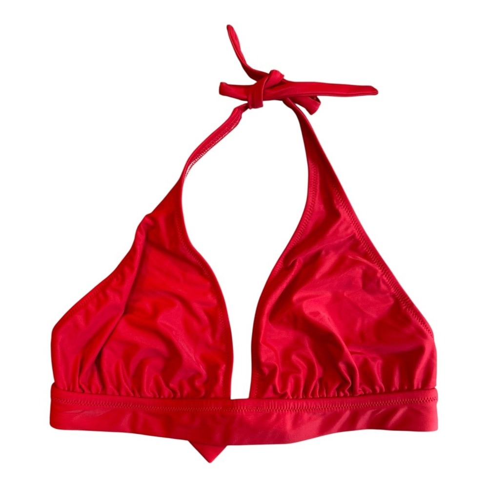 J. Crew Red Halter Bikini Top Swimsuit Tie Neck New Size Small